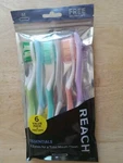 6 Reach Toothbrushes With Built-in Tongue Cleaners + Free Caps!. Fixed Price $6.99.
