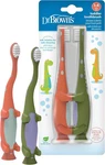 Dr. Brown's Dinosaur Toothbrush Set For Ages 1-4, Green And Orange, 2-PACK. Fixed Price $9.95.