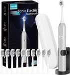 Electric Toothbrush Set, Equipped With 10 Heads And Travel Case, IPX8. Fixed Price $15.99.