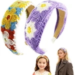 2 Pack Floral Crochet For Women Knitted Anti-slip Hippie Bands Sca. Fixed Price $17.96.