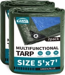 5X7 Feet Green Waterproof (2 Pack) Small Tarps Multipurpose Protective Cove. Fixed Price $27.55.