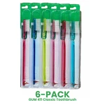 6PK Gum Classic Toothbrush 411, Full Soft W/ Rubber Tip Stimulator Massager. Fixed Price $15.99.