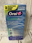 2 Pack Oral-b Super Floss Dental Pre-cut Strands Mint Braces,bridges,wide Spaces. Fixed Price $11.50.