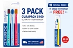 Curaprox 5460 Ultrasoft Toothbrush, 3 Pack With One Gift Free. Fixed Price $34.49.
