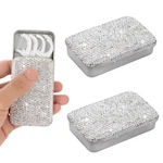 2PCS Dental Floss Holder Bling Gum Container Small Metal Tin Box Case For Q-t.... Fixed Price $10.76.