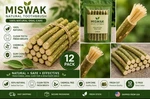 Miswak Natural Toothbrush 12 Pack Siwak Chewing Sticks Teeth Cleaner Fresh. Fixed Price $16.00.