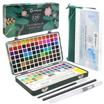 128-COLOR Watercolor Paint Set With Papers Brushes For Beginners Adults. Fixed Price $47.96.