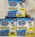 New Pack Turbo Scrub 360 Replacement Brush Heads Corner Heavy Duty Large Flat. Fixed Price $19.99.