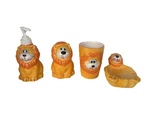 New 4 Piece Ceramic Kids Lion Zoo Animal Bathroom Set Soap Toothbrush Cup. Fixed Price $15.00.