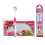 Shopkins Child Soft Travel 4PC Set, Toothbrushes, Cap & Pouch Bag New. Fixed Price $9.45.