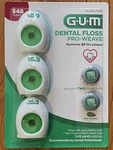 Gum Pro-weave Dental Floss Mint Waxed 3 Count + 2 Travel Units 548 Yards Total. Fixed Price $16.97.