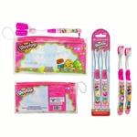 Shopkins Kids Travel Kit Soft W/ Cap & Pouch Bag + 2 Toothbrushes Set. Fixed Price $8.50.