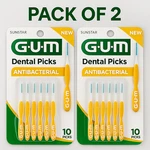 2 Pack Gum Picks 10 Each Antibacterial Interdental Brushes Sealed. Fixed Price $11.99.