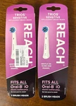 Nib 2X Reach Trios Sensitive Replacement Toothbrush Heads Fits All Oral-b. Fixed Price $16.99.