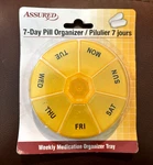 Assured Yellow Round 7 Day Weekly Pill Organizer Tray Medicine Box Travel Case. Fixed Price $8.99.
