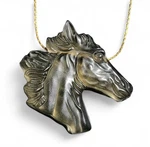 Carved Smoky Quartz Horse Head Pendant 18" 20" 24" Sterling 14K Gf Chain. Fixed Price $49.99.