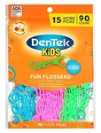Dentek Kids Fun Flossers 6 Pack 75 Count Wild Fruit Flavored Fluoride Picks. Fixed Price $18.89.