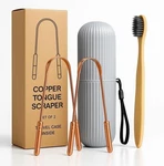 Tongue Scraper SET(2 Pack) Pure Copper Cleaner Kit With Bamboo Toothbrush. Fixed Price $16.99.