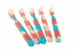 5-PACK Vintage Red-blue Checkered Design Toothbrush By Alan Stuart Of New York. Fixed Price $9.95.
