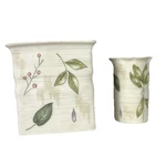 Croscill Autumn Leaves Ceramic Tissue Box Cover Tooth Brush Holder Bathroom Set. Fixed Price $28.48.