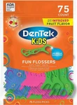 Dentek Kids Fun Flossers, Picks, Mulit, Wild Fruit, 75 Count. Fixed Price $7.99.