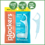 Plackers Twin-line Dental Picks 75 Pcs Green Mint Stick Flosser Toothpick. Fixed Price $6.12.