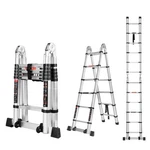 Ladder 12.5 Ft Frame Telescoping Heavy Duty 330 Lbs Silver TL-01 Wolec Wheels. Fixed Price $179.99.