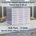 Crest Pro-health Sensitive & Gum Travel Size Toothpaste 0.85OZ 72 Pack Bulk. Fixed Price $35.00.