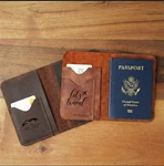 Custom Genuine Leather Passport Wallet, Engraved Travel Case With Card Holder. Fixed Price $23.50.