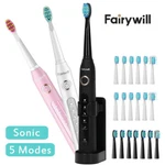 Fairywill Sonic Electric Toothbrush Usb Rechargeable With Heads 5 Modes. Fixed Price $15.99.