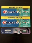2 Crest Whitening Toothpaste Scope Plus Value Pack + 1 Oral Brush Fresh. Fixed Price $24.99.