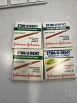 Vtg Johnson & Stim-u-dent Plaque Removers Wooden 4 Packs Of 25 Sealed. Fixed Price $12.00.