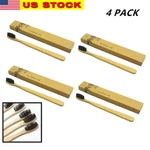 4 Pack Charcoal Bamboo Toothbrush Adult Organic Wooden Natural Eco Vegan. Fixed Price $7.99.
