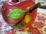 Vintage Py Cookie Jar Biscuit Red Apple 1960 Japan Mid Century Modern-ex. Fixed Price $39.99.