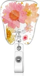 Dental Tooth Badge Reel Holders With Dried Flower, Cute Floral Retractable Id. Fixed Price $24.99.