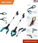 Dual Pack 32" Lightweight Reacher Grabber With 90 Rotating Head - Versatile Use. Fixed Price $40.49.
